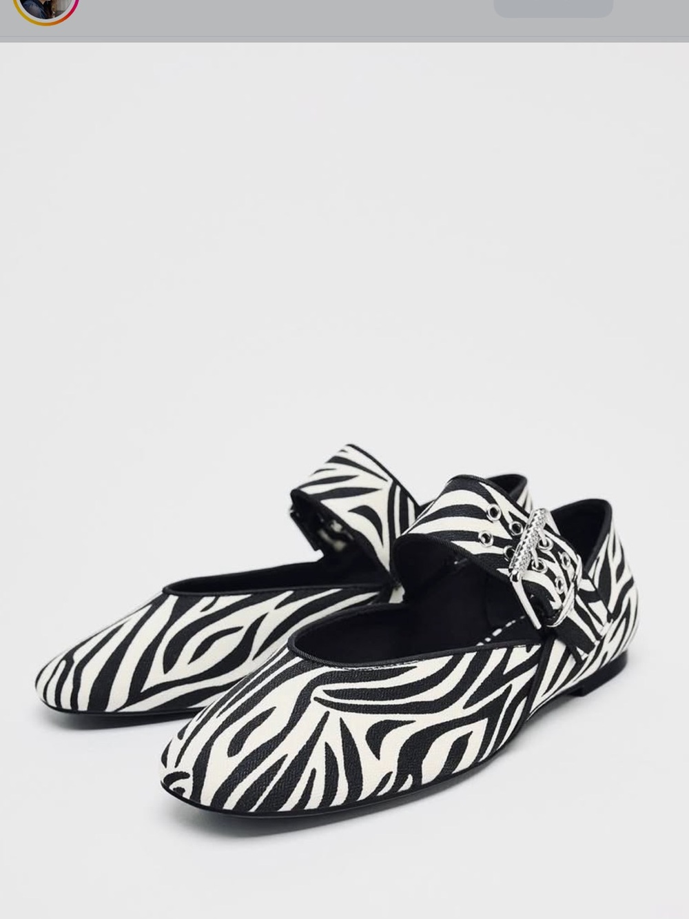 Zara Zebra-Print Mary Jane Flats